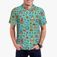 thumbnail image 1 of Kdxio fall cute gnome Pumpkin Print Men's Short Sleeve Polo Shirt,Midweight Men's Shirt-Large, 1 of 5