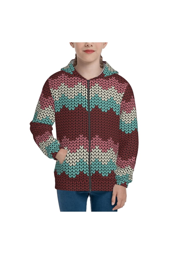 fall leaf Element Pattern Kids Boys Girls Zip Up Hoodie 3D Printed Hooded Sweatshirt Hoody Coat with Pocket 7-12 Y-Medium