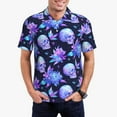 thumbnail image 1 of Kdxio flower starry sky Skull Print Men's Short Sleeve Polo Shirt,Midweight Men's Shirt, 1 of 5