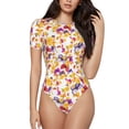 thumbnail image 1 of Kdxio flowers and flying butterflies for Women's Short-Sleeved Onesie Stylish Round Neck Pajamas Bodysuit Jumpsuit Nightwear-XX-Large, 1 of 7