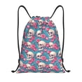 thumbnail image 1 of Kdxio happy Skull rose Print Drawstring Backpack Bag,Waterproof Draw String Back Sack, Gym Drawstring Bags Swim Bag For Unisex, 1 of 5