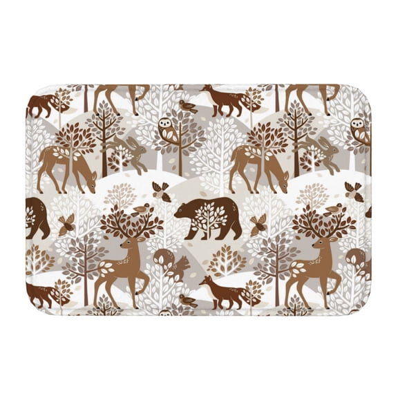 Kdxio leaf Moose fox owls tree,16" x 24", Non-Slip Front Door Mats,Outdoor Welcome Mat Washable