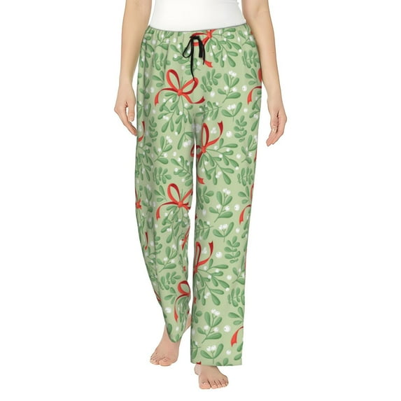 Kdxio leaves bows Women Pajama Pants Drawstring Pajama Pants Wide Leg Casual Lounge Pants Sleepwear -X-Large