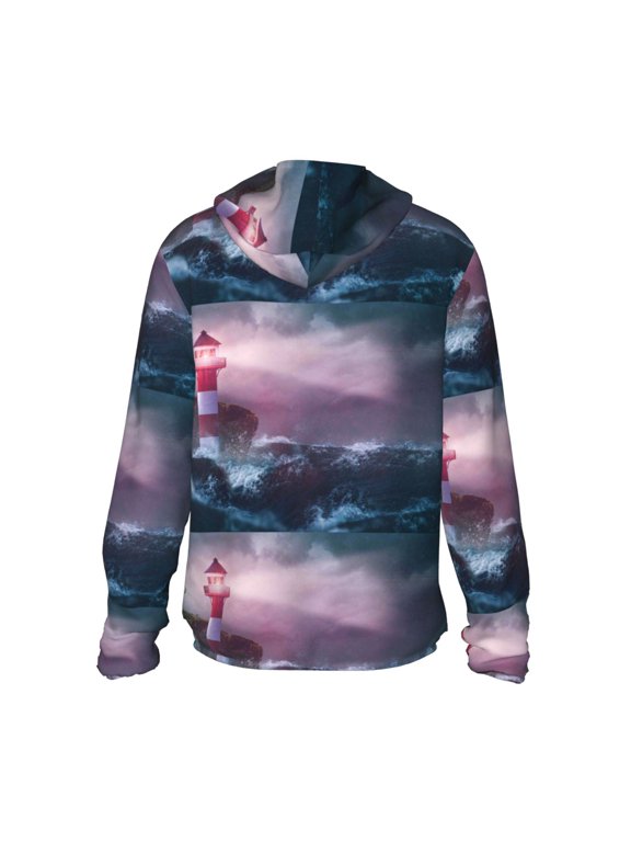 lighthouse Waves Torrential Rain Print Women Men Sun Protection UPF 50+ Jackets Zip Up Long Sleeve Hoodie Hiking Lightweight with Pockets