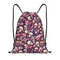 thumbnail image 1 of Kdxio music Skull record Guitar Print Drawstring Backpack Bag,Waterproof Draw String Back Sack, Gym Drawstring Bags Swim Bag For Unisex, 1 of 5