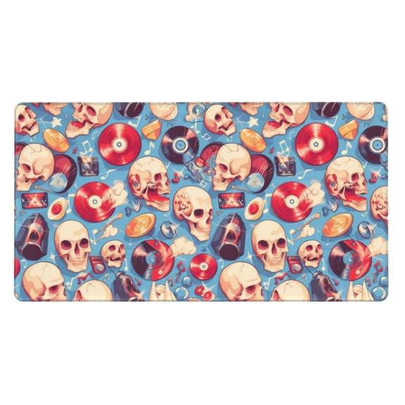 Kdxio music Skull record Retro Print Large Gaming Mouse Pad,Non-Slip Base,Water Resist Keyboard Pad for Gamer,Office & Home,29.5 x 15.8 in