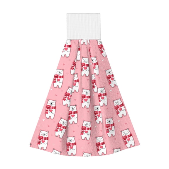 Kdxio pink Scarf bear Hand Towel with Loop Hanging Towel Absorbent Tie Towels for Kitchen Tea Bar Bathroom Decor