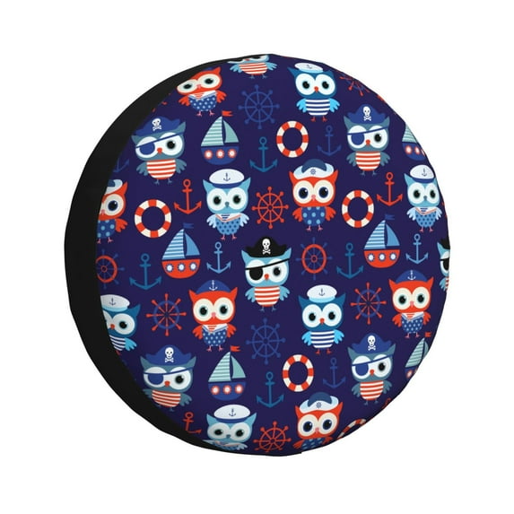 Kdxio pirate owls and boats Tire Cover Wheel Protectors Tyre Covers Weatherproof Wheel Covers Universal Fit for Trailer Rv SUV Truck Camper Travel Trailers-15 inch