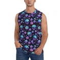 thumbnail image 1 of Kdxio purple Skull flower for Men's Muscle T-shirt,Sleeveless for Workout Running Athletic Gym Lounge Casual, 1 of 5