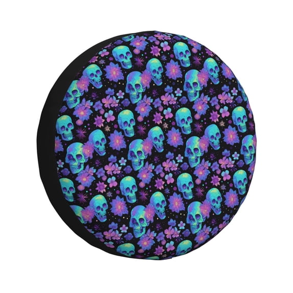 Kdxio purple flower blue Skull for Tire Cover Wheel Protectors Tyre Covers Weatherproof Wheel Covers Universal Fit for Trailer Rv SUV Truck Camper Travel Trailers 17 inch