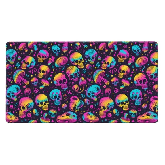 Kdxio rainbow color mushroom Skull Print Large Gaming Mouse Pad,Non-Slip Base,Water Resist Keyboard Pad for Gamer,Office & Home,29.5 x 15.8 in