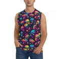 thumbnail image 1 of Kdxio rainbow color mushroom Skull for Men's Muscle T-shirt,Sleeveless for Workout Running Athletic Gym Lounge Casual, 1 of 5