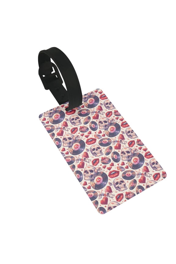 record rock Skull lips Luggage Tags Privacy Cover ID Label Suitcase Tags Identifiers For School Bags,Suitcases