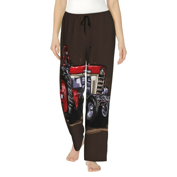 Kdxio red tractor Women Pajama Pants Drawstring Pajama Pants Wide Leg Casual Lounge Pants Sleepwear -Large