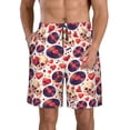 thumbnail image 1 of Kdxio rock Skull record heart Pattern Mens Casual Shorts - Drawstring Summer Beach Sports Shorts for Men, 1 of 5