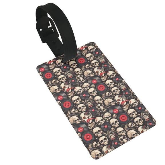 Kdxio rock record Skull Luggage Tags Privacy Cover ID Label Suitcase Tags Identifiers For School Bags,Suitcases