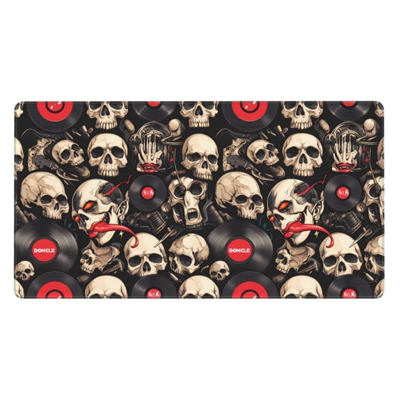 Kdxio rock record Skull Print Large Gaming Mouse Pad,Non-Slip Base,Water Resist Keyboard Pad for Gamer,Office & Home,29.5 x 15.8 in
