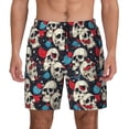 thumbnail image 1 of Kdxio rock record Skull artist Print Men's Swim Trunks with Compression Liner 7 Inch Inseam Quick Dry Swim Shorts, 1 of 5