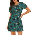 thumbnail image 1 of Kdxio skull black cats in mexican Pattern Womens Short Sleeve Sleepshirt Scoopneck Cute Nightdress Ruffle Comfy Nightgown, 1 of 6