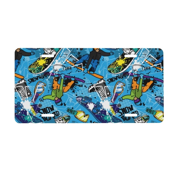 Kdxio snow board blue License Plate Car Front License Plate Car Decoration Car Accessories Front Tag Plate Standard Size