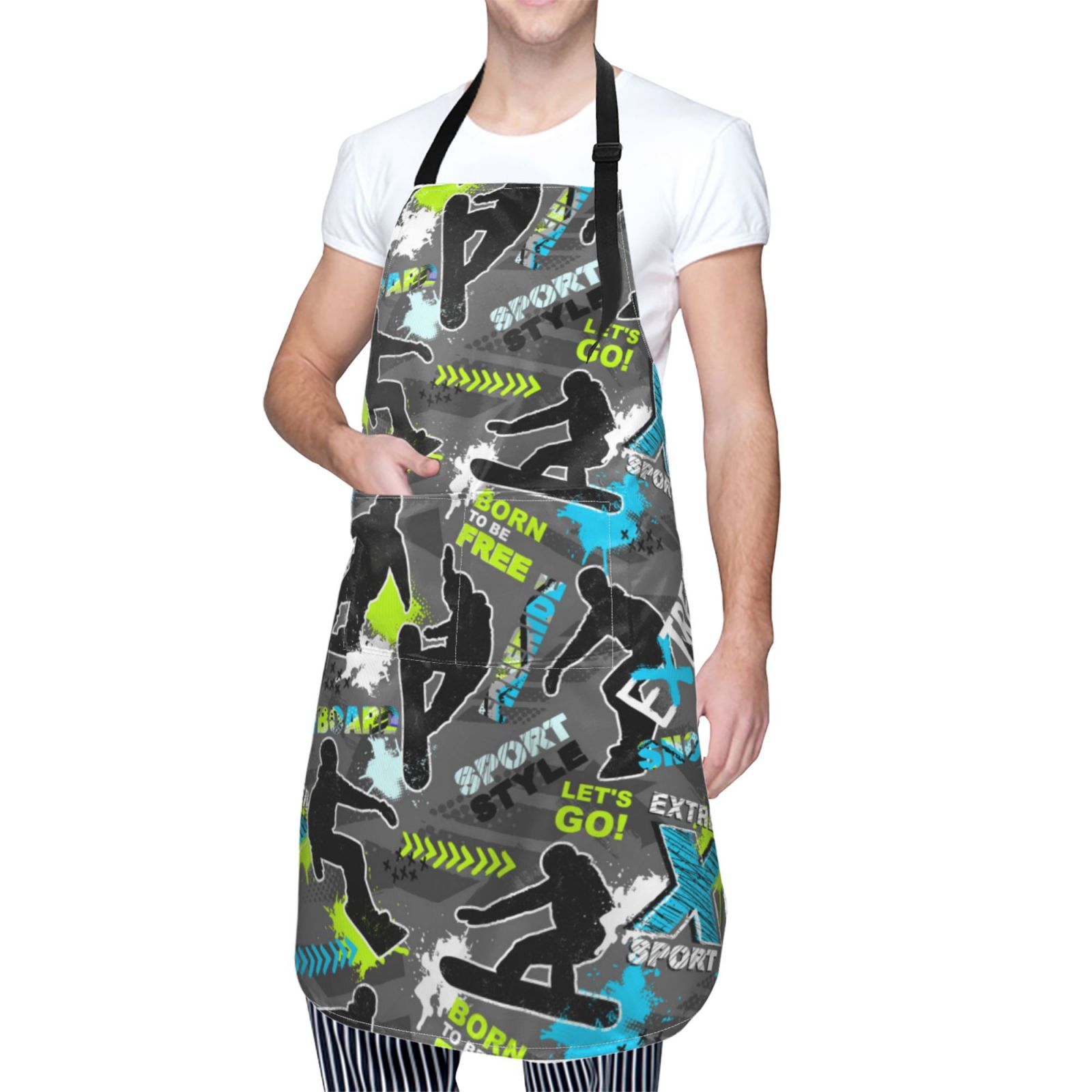Kdxio sport sonw board Apron with Pockets Adjustable Kitchen Aprons for Men Women Waterproof Aprons for Cooking,Drawing,Crafting, Baking Household Cleaning