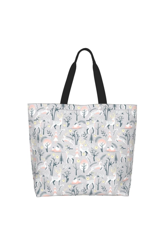 white Moose winter tree Casual Tote Bags Women Big Capacity Shoulder Bag for Women Travel Shoulder Bags Handbags