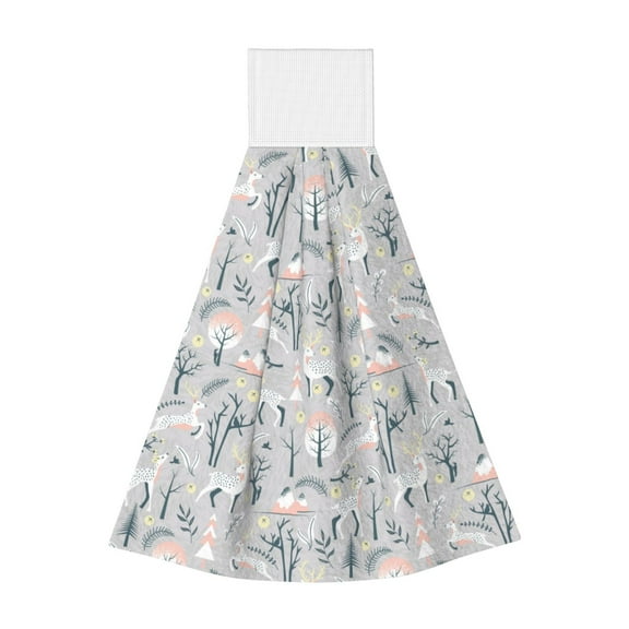 Kdxio white Moose winter tree Hand Towel with Loop Hanging Towel Absorbent Tie Towels for Kitchen Tea Bar Bathroom Decor