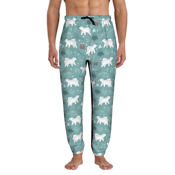 Kdxio whiter Snow bear Print Pattern Joggers,Sweatpants for Men with Pockets-Large