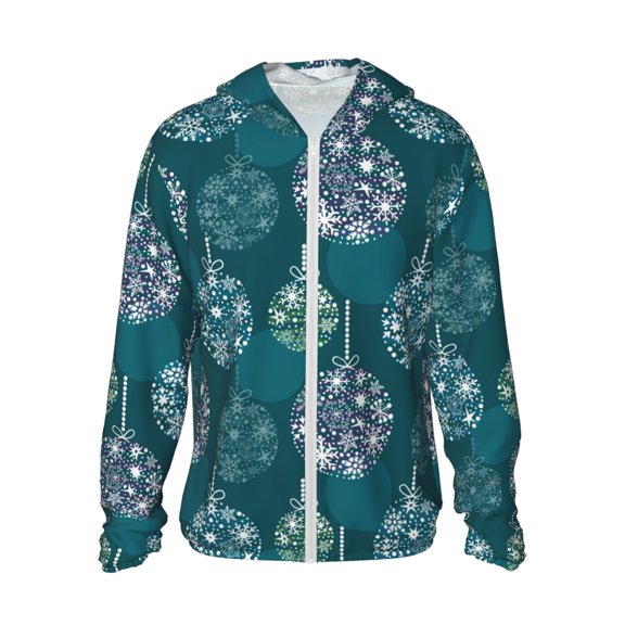 Kdxio whiter Snowflake balloons Print Women Men Sun Protection UPF 50+ Jackets Zip Up Long Sleeve Hoodie Hiking Lightweight with Pockets