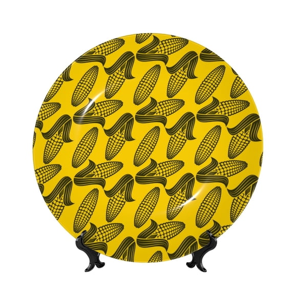 Kdxio yellow Corn Bone China Decorative Plate Ceramic Decorative Plate for Home Office Wall Stand Decorative Plates for Home Bedroom-7in