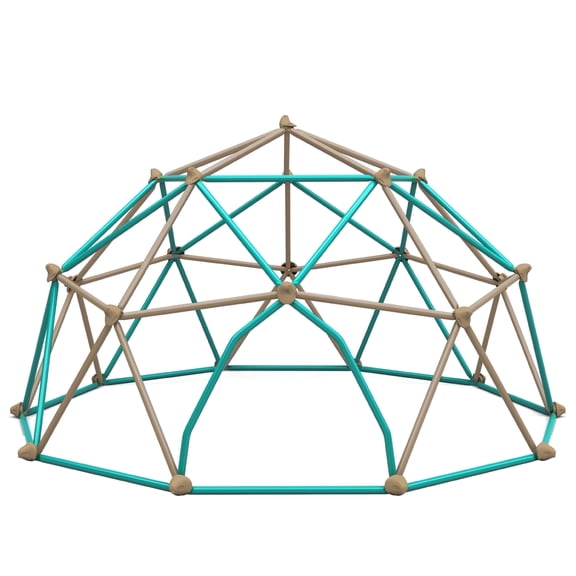 Kdymod 12FT Climbing Dome for Kids,Geometric Dome Climber Jungle Gym Supports 1000 LBS, Outdoor Backyard Play for Kids 3-10 Years Old, Easy Assembly with Climbing Grips,Green,Coffee