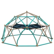 Kdymod 12FT Climbing Dome for Kids with Hammock,Geometric Dome Climber Jungle Gym Supports 1000 LBS, Outdoor Backyard Play for Kids 3-10 Years Old, Easy Assembly with Climbing Grips,Green,Grey