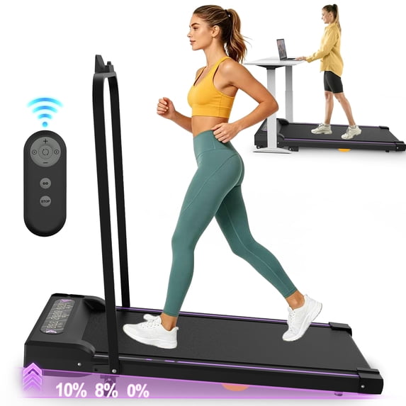 Kdymod Walking Pad Treadmill for Home with Handle Bar & Incline,Foldable Under Desk Treadmills with Remote,Walking Treadmill Jogging Machine for Home Office,Black