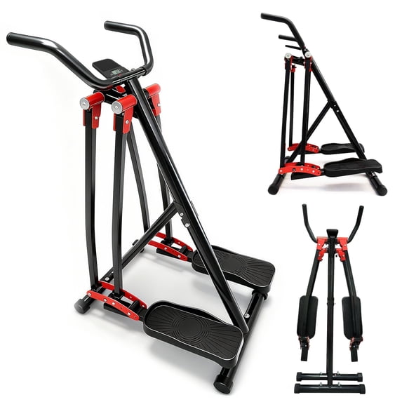 Kdymod Air Walking Elliptical Exercise Machine - Foldable Cardio Cross Trainer Glider for Full-Body Low-Impact Exercise with LCD Display Ideal for Home Gym,Black