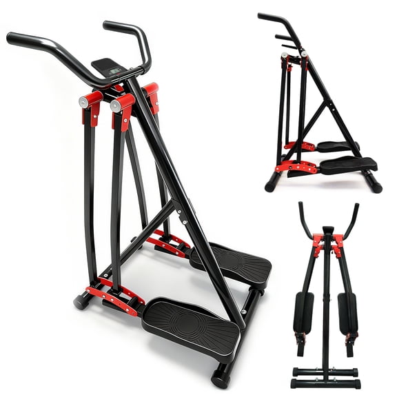 Kdymod Air Walking Elliptical Exercise Machine - Foldable Cardio Cross Trainer Glider for Full-Body Low-Impact Exercise with LCD Display Ideal for Home Gym，Black