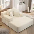 thumbnail image 1 of Kdymod Convertible Corduroy Sofa Couch Bed with Hidden Zipper Backrest and armrests,70.8'' Oversized Chaise Lounge Chair Indoor with 3 Pillows for Small Spaces,Living Room,No Assembly Required,Beige, 1 of 11