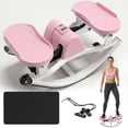 thumbnail image 1 of Kdymod Lateral Rocking Fitness Stepper, Low Impact Portable Exercise Stepper, Workout Machine, Rock Stepper Machine with Digital Monitor & Resistance Bands,Pink, 1 of 9