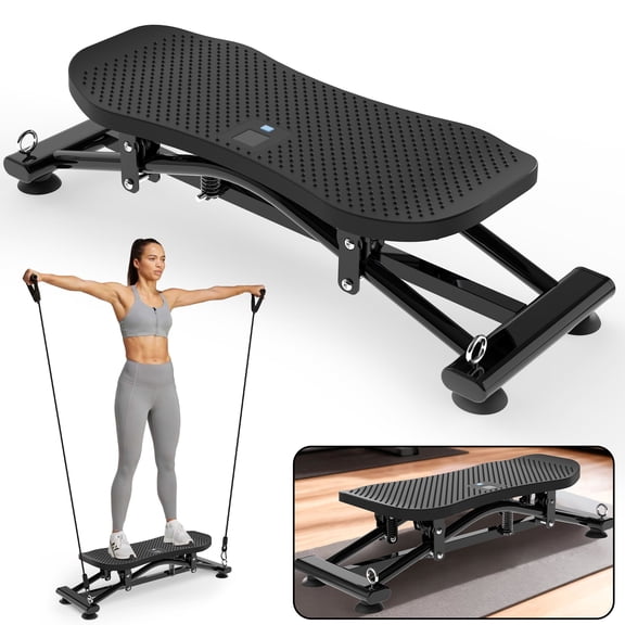 Kdymod Balance Board for Adults,Indoor Sliding Ski Simulator with Resistance Bands for Home Gym, Non-Slip Base & Full-Body Cardio Training Machine for Core, Leg & Arm Workout, Black