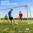 thumbnail image 1 of Kdymod 16×7 FT Soccer Goal for Backyard,Heavy-Duty Metal Soccer Net with Target Net,Outdoor Soccer Goal Soccer Equipment Set with 6 Soccer Cones & 8 Stakes for Kids and Adults ,White, 1 of 13