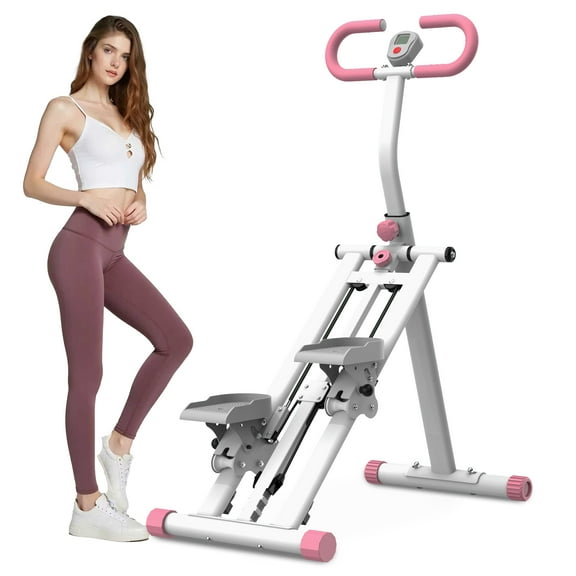 Kdymod Stair Stepper with Resistance for Home,Vertical Climber Cardio Machine for Full-Body Exercise,Folding Stair Climber Fitness Equipment with Stable Frame Adjustable Handlebar,Pink