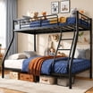 uhomepro Full Over Full Metal Bunk Bed, Heavy Duty, Safety Rails, Flat ...