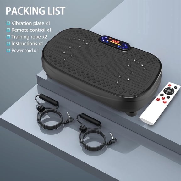 Kdymod Vibration Plate Exercise Machine & Whole Body Shake Plate, Workout Machine with Remote Control & Adjustable Settings, Versatile for Home Fitness, Black