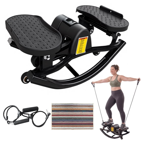 Kdymod Lateral Rocking Fitness Stepper, Low Impact Portable Exercise Stepper, Workout Machine, Rock Stepper Machine with Digital Monitor/Resistance Bands