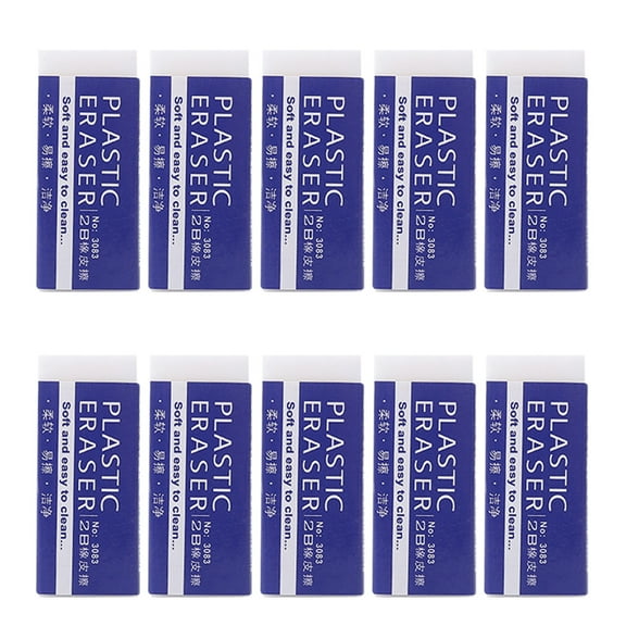 Ke1Clo 10PCS Erasers, Plastic Vinyl Erasers, White Erasers for Clean, Soft and Easy to Clean