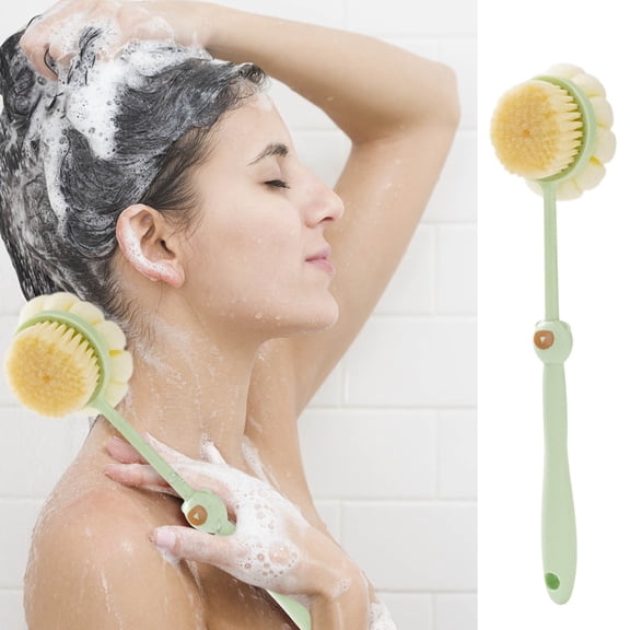 Ke1Clo 15.6 Inch Long Handled Shower Brush for Body, Soft Bristle Dual-Sided Bath Brush Long Handle for Shower