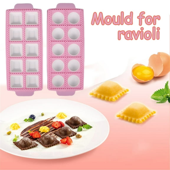 Ke1Clo 2-Piece Ravioli Molds, Easy Homemade Pasta Press for Ravioli, Pierogi, Wontons, Ravioli Maker Kit with Food Grade Plastic for Family Fun, Parties, DIY