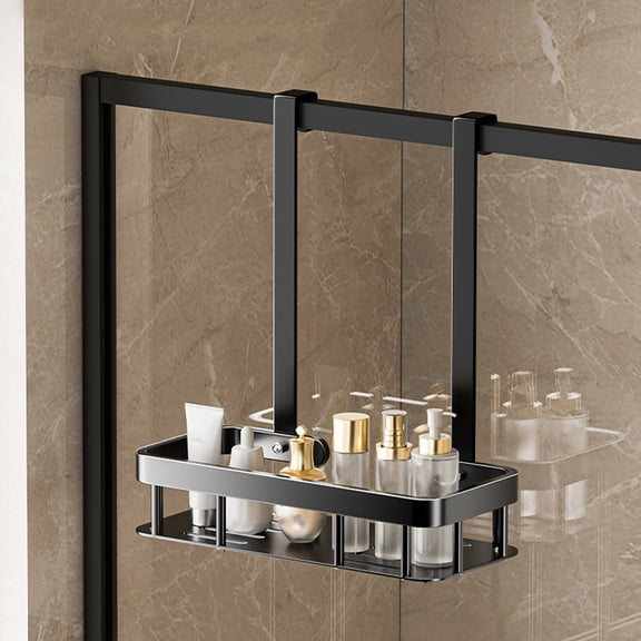 Ke1Clo 2-Tier Over The Door Hanging Shower Caddy, Large Capacity Rustproof Bathroom Organizer with Soap Tray, No Drill Storage Rack for Shower Stall Dorm Apartment, Black