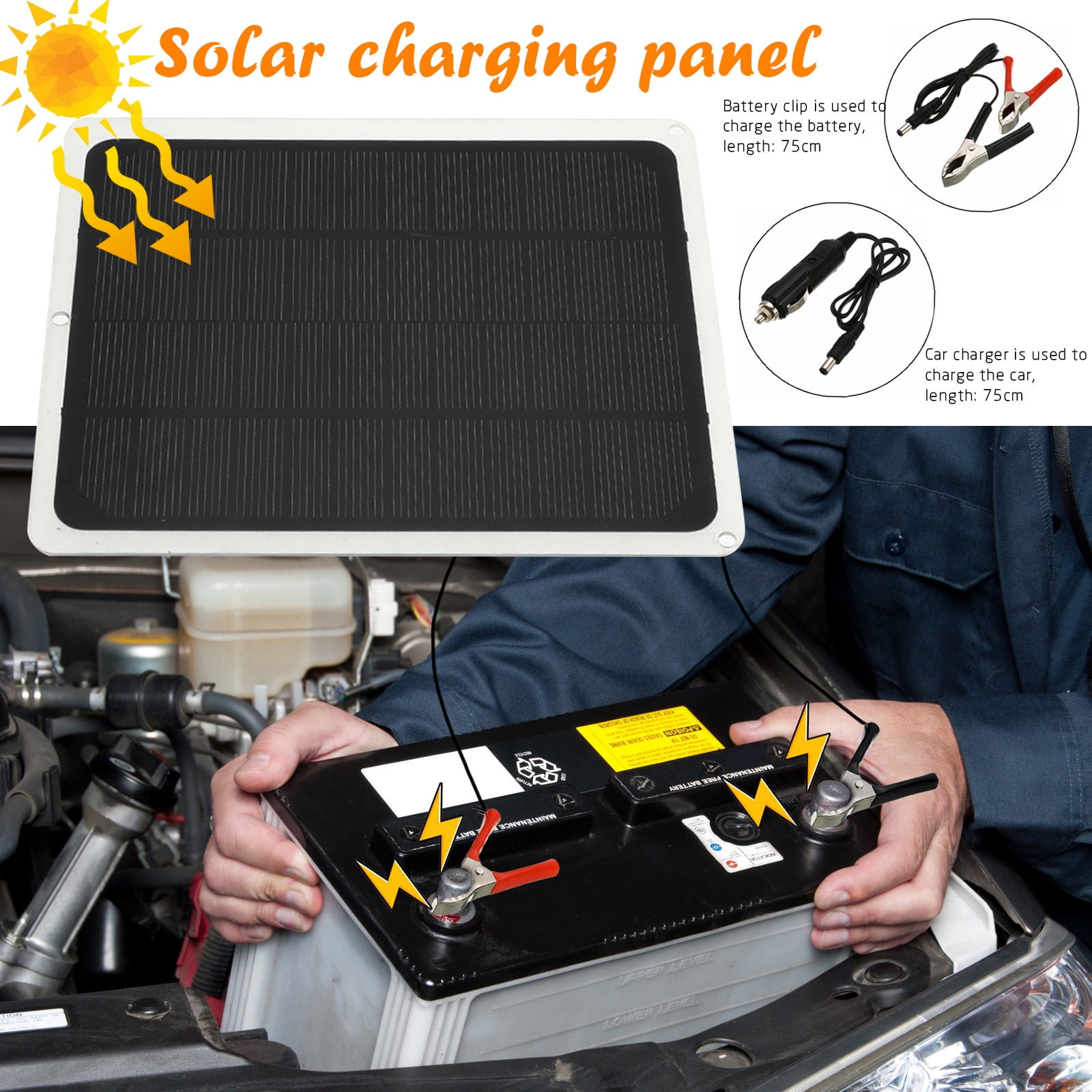 Ke1Clo 20W Solar Panel Charger under $5! Monocrystalline Portable Power Bank for Car Battery Phone Fan LCD Display with Protection Circuit for Outdoor Camping Emergency Power