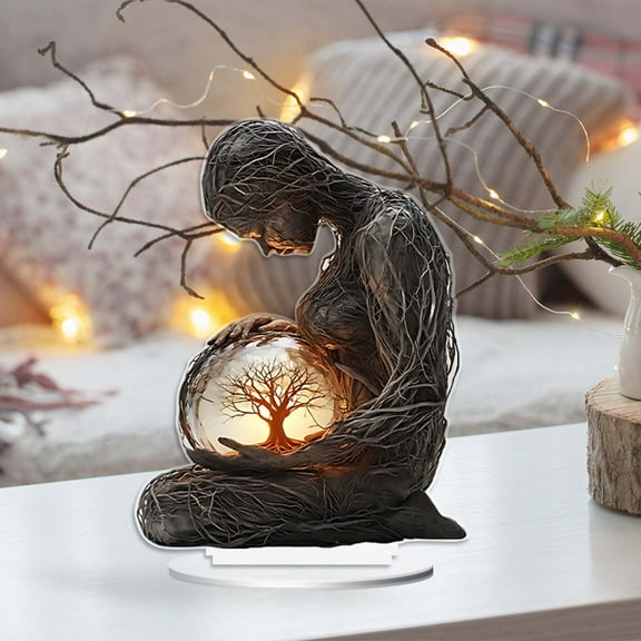 Ke1Clo 2D Acrylic Tree of Life Desktop Decoration, Mother's Day Keepsake with Engraved Message, Sentimental Home Decor Gift for Mom Wife Bedroom Office