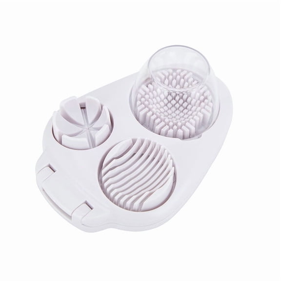Ke1Clo 3-in- Manual Fruit Slicer, Multi-Function Kitchen Cutter with Interchangeable Heads, Stainless Steel Wire Slicer Wedger Dicer for Strawberries Mushrooms, White